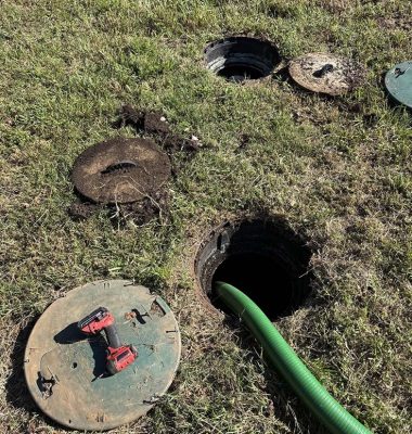 Septic tank draining.
